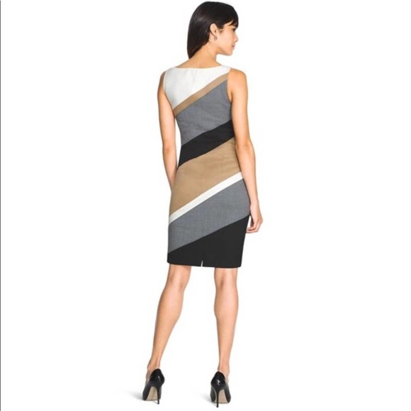 WHBM diagonal colorblock strip fitted dress 0 XS - Picture 3 of 8
